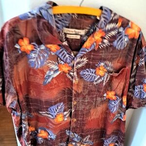 Tommy Bahama Brown and Orange Casual Button Down Shirt